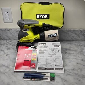 Ryobi S652DG 1/4 Sheet Sander Corded Electric w Bag Manual Sandpaper Marking Kit
